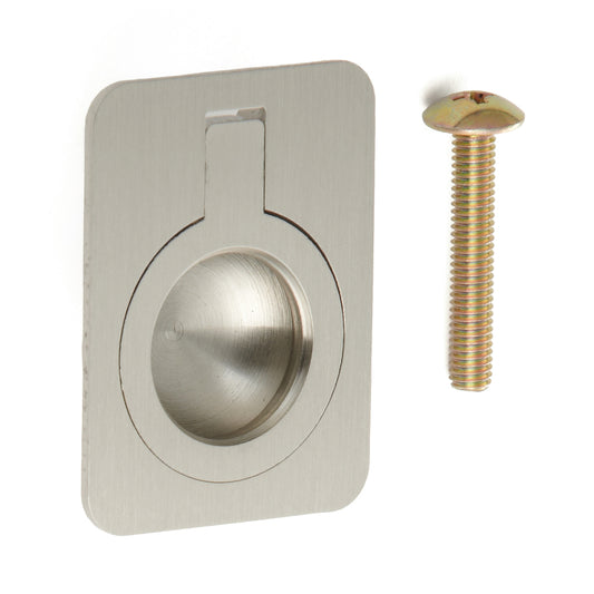 Ring-shaped folding handle made of brass, finish: white bronze, satin matte, 30.5 mm (1.3") 587-40WB. Ring handle 587-40WB for RV, boat, inspection hatch, inspection door, by Sugatsune / LAMP® (Japan)