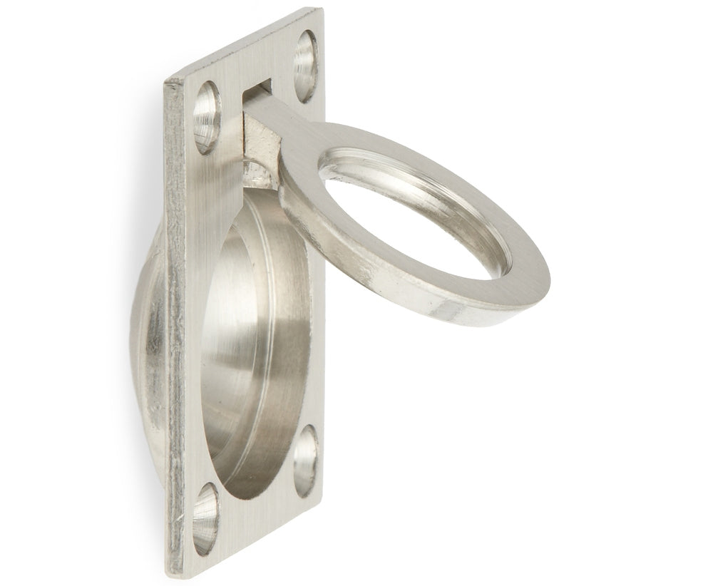 Ring-shaped folding handle made of brass, finish: white bronze, satin matte, 30.5 mm (1.3") 587B-40WB. Ring handle 587B-40WB for RV, boat, inspection hatch, inspection door, by Sugatsune / LAMP® (Japan)