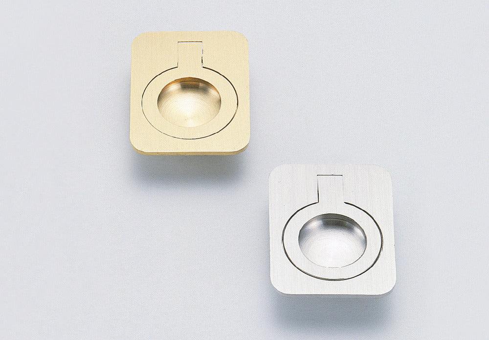 Ring-shaped folding handle made of brass, finish: white bronze, satin matte, 38 mm (1.5") 587-50WB. Ring handle 587-50WB for motorhomes, boats, inspection hatches, and access doors, by Sugatsune / LAMP® (Japan)