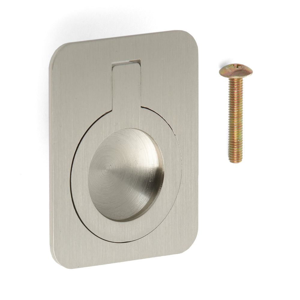 Ring-shaped folding handle made of brass, finish: white bronze, satin matte, 47.5 mm (1.9") 587-60WB. Ring handle 587-60WB for motorhomes, boats, inspection hatches, and access doors, by Sugatsune / LAMP® (Japan)