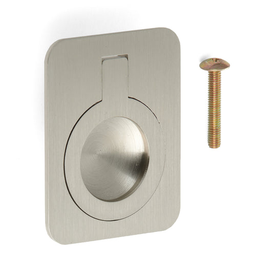 Ring-shaped folding handle made of brass, finish: white bronze, satin matte, 47.5 mm (1.9") 587-60WB. Ring handle 587-60WB for motorhomes, boats, inspection hatches, and access doors, by Sugatsune / LAMP® (Japan)