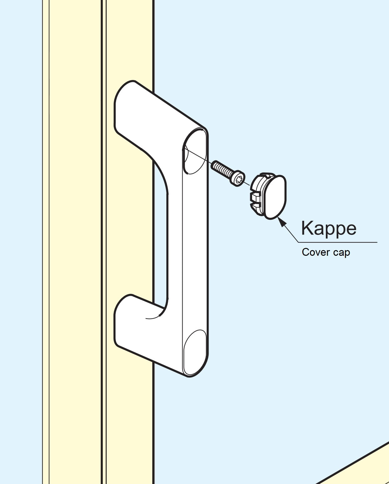 2 pieces of robust cover caps made of PBT plastic, white, 22.2 mm (0.9") KMHC-WT. KMHC-WT cover for industrial handles, tool handles, from Sugatsune / LAMP® (Japan)