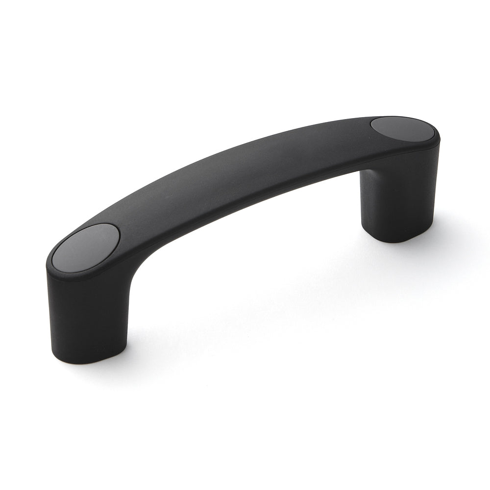 High-quality, robust tool handle made of reinforced nylon, black with gray cover caps, 120 mm (4.8") MJH-120-GR. Machine handle MJH-120-GR for industrial cabinets, production equipment, and mechanical engineering, from Sugatsune / LAMP® (Japan)