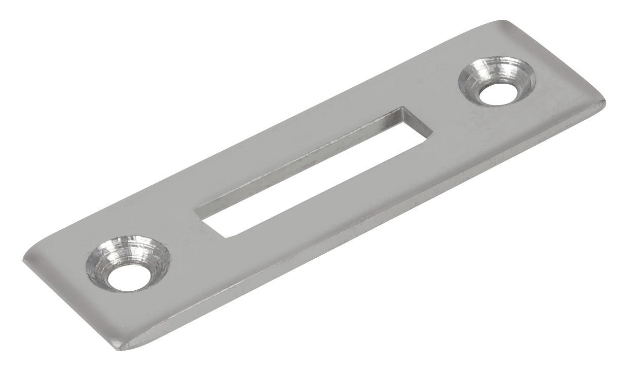 6 pieces of robust screw-on strike plate, made of steel, surface: nickel-plated, 50 mm (1-31/32″), 14.01.510-1 for roller shutter lock, sliding door lock, furniture lock