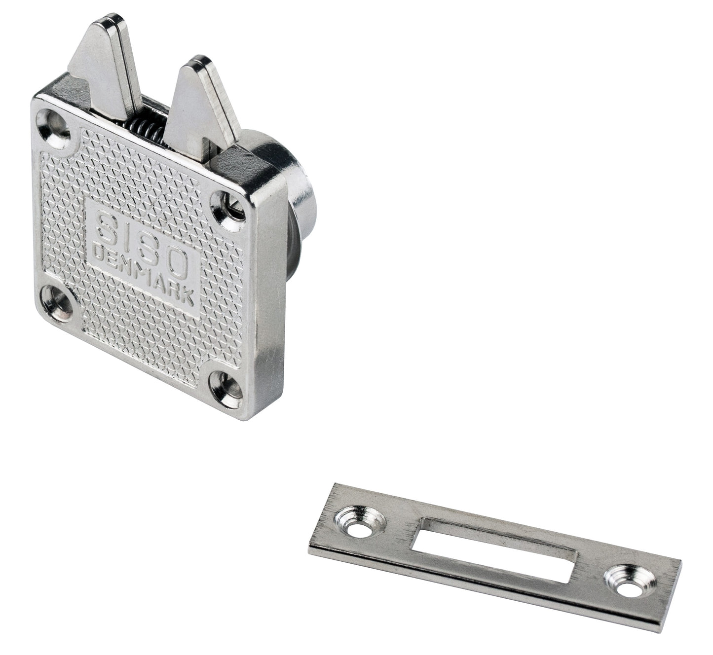 High-quality roller shutter lock with folding keys, surface: nickel-plated, design: individually keyed, 14.01.453-0 for roller shutters, sliding doors