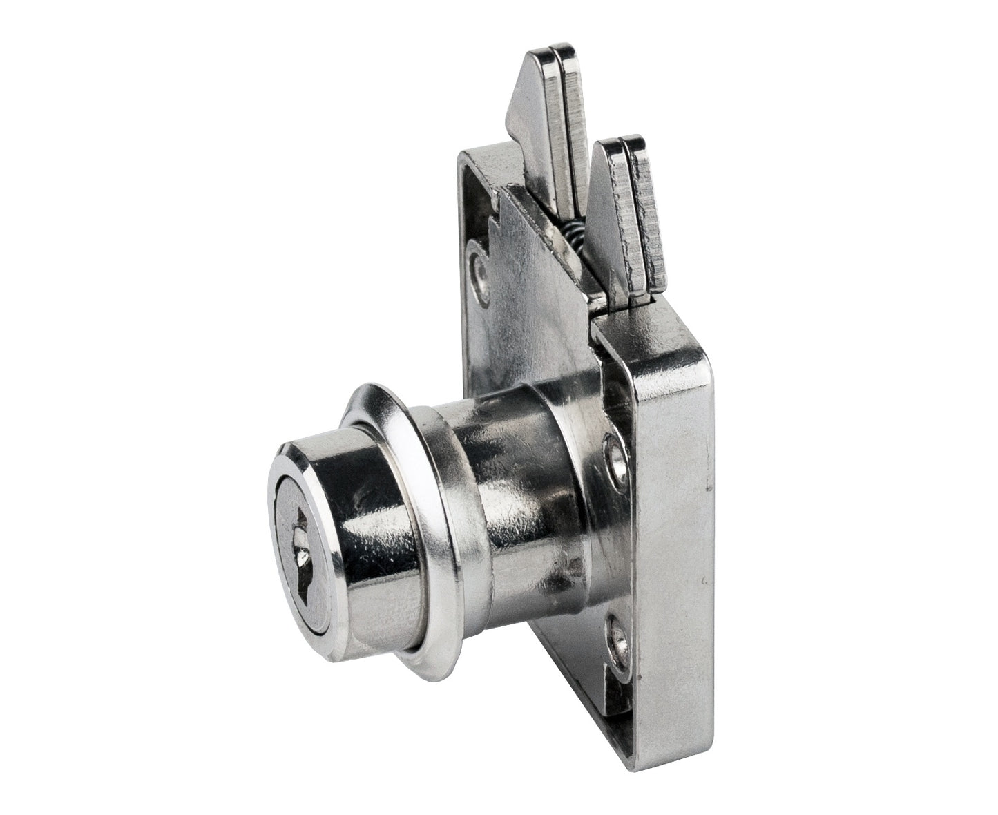 High-quality roller shutter lock with folding keys, surface: nickel-plated, design: individually keyed, 14.01.453-0 for roller shutters, sliding doors