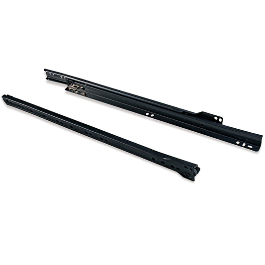 Rollschubführungen, Teilauszug, schwarz lackiert, RAL 9005, 600 mm (23,7″). Führungsschienen aus Stahl mit Teilauszug, für Holzschublade, Tablarauszug, Holzschubkasten, Küchenmöbel, Büromöbel, Wohnmöbel, von EMUCA