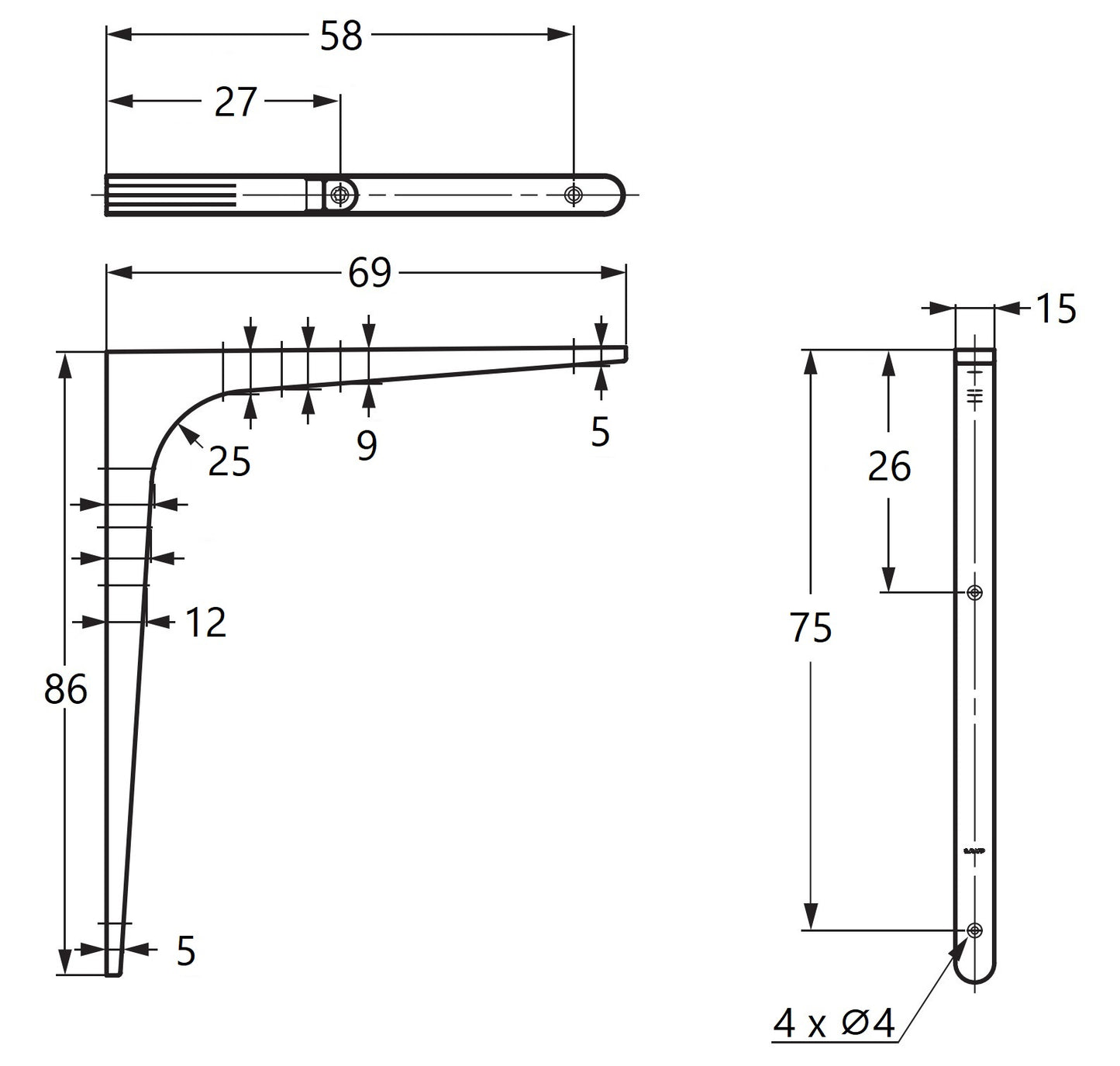 2 Stück hochwertiger rostfreier Montagewinkel, aus massivem rostfreiem Edelstahl, Tragkraft: 30 kg (67 lbs), 86 mm (3,4″), BT-85. Regalwinkel für Außenbereich, Schwimmbad, Badezimmer, Boote und viel mehr, von Sugatsune / LAMP® (Japan)