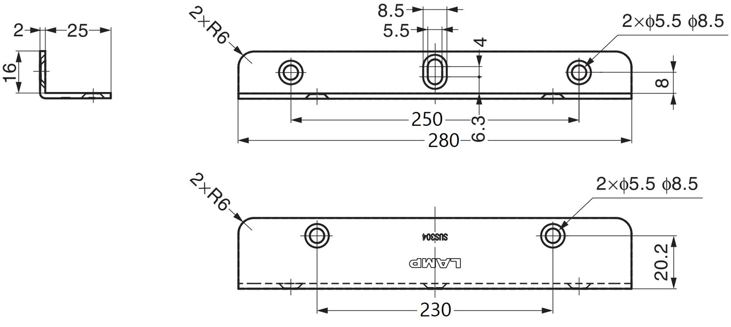 2 Stück hochwertiger rostfreier Regalträger, aus massivem rostfreiem Edelstahl, Tragkraft: 130 kg (287 lbs), 280 mm (11,1″), SSA-280H. Fachbodenträger für Badezimmer, Hotel, Sauna, Außenbereich und viel mehr, von Sugatsune / LAMP® (Japan)