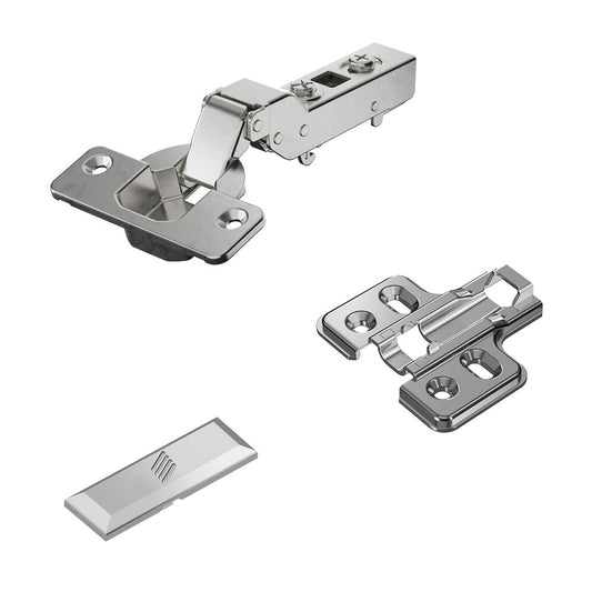 rostfreies Topfscharnier, Soft-Close, Auflage: halb vorliegend, 9289592, von Hettich, Ausführung: Montageplatte mit 2 mm Distanz. Produktbild
