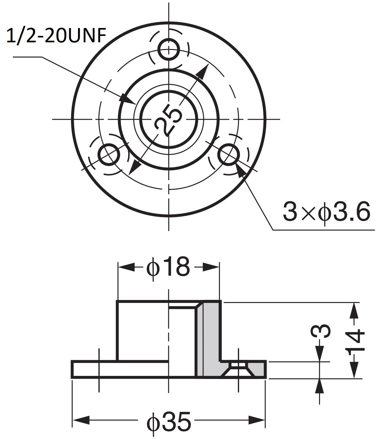 4 Stück runde Anschraubplatte mit 1/2-20UNF Gewinde, Befestigungsplatte, aus massiver Zinklegierung, 35 mm (1,4″), AD-559U1/2. Montageplatte, für Möbelfüße, Möbelrollen, Maschinenfüße, Schrankbeine, Sofafüße und viel mehr, von Sugatsune / LAMP® (Japan)