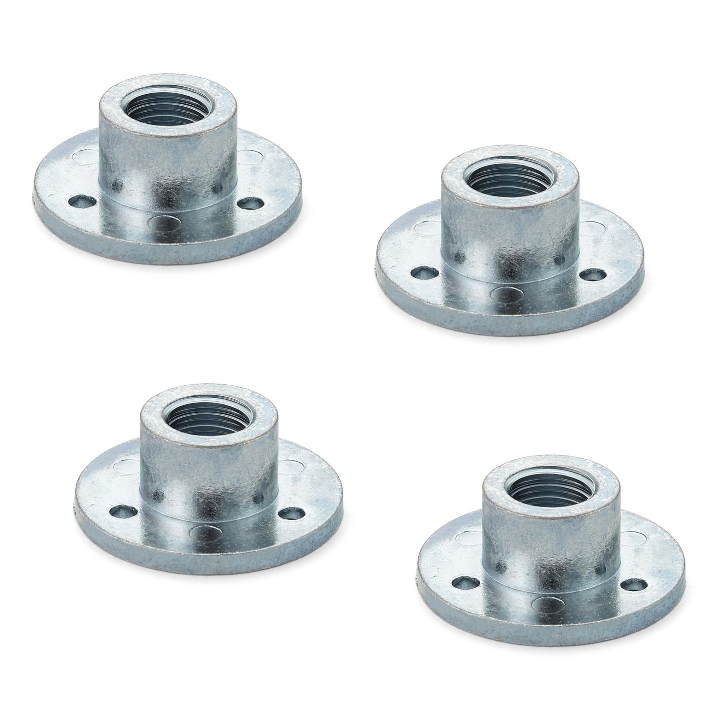 4 round mounting plates with M12 thread, made of solid zinc alloy (ZDC), 35 mm (1.4"), AD-559M12. Mounting plate for furniture feet, furniture casters, machine feet, cabinet legs, sofa feet, and much more, from Sugatsune / LAMP® (Japan).