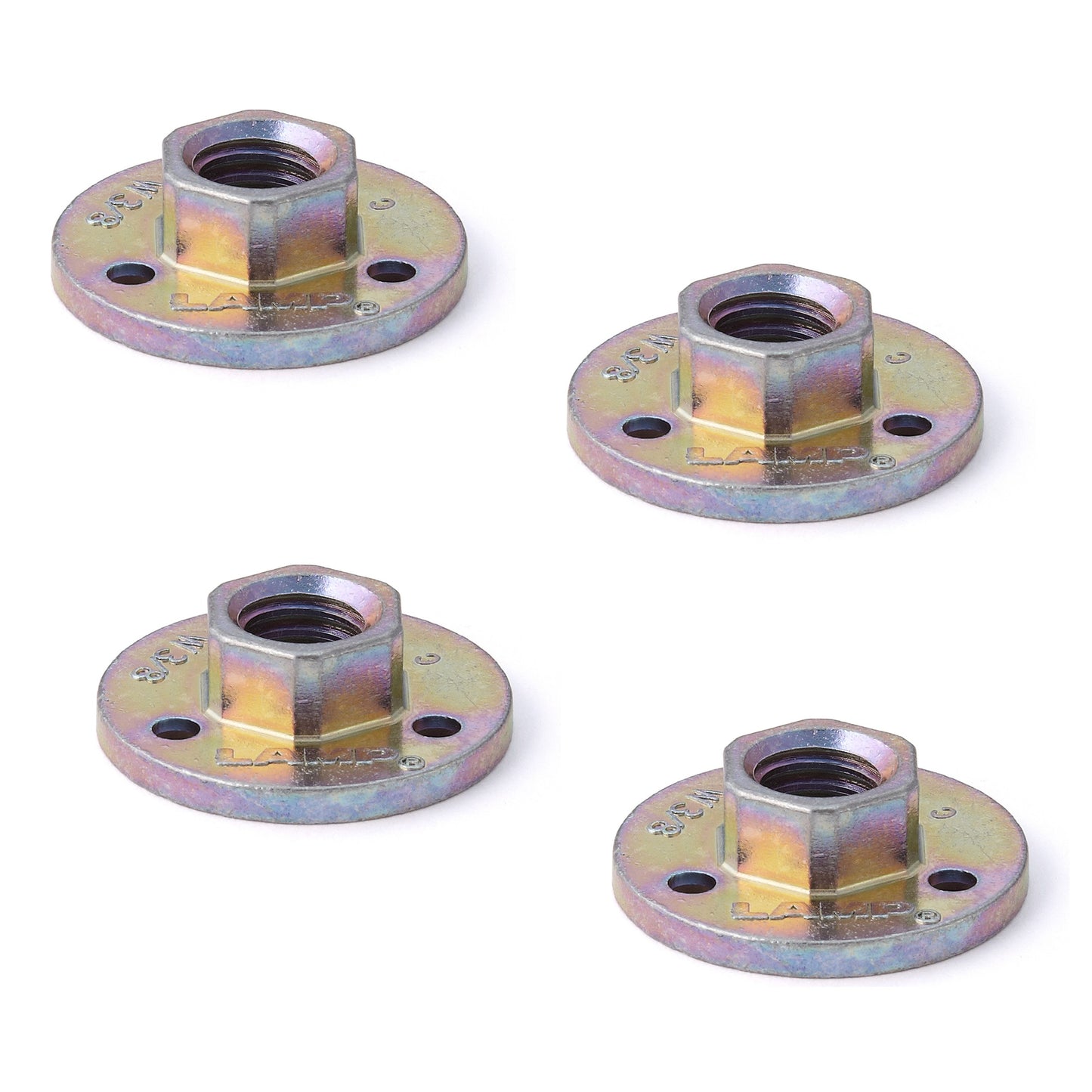 4 pieces round screw-on plates with W3/8 thread, mounting plate, made of solid zinc alloy, 28 mm (1.2"), AD-555-28. Mounting plate, for furniture feet, furniture casters, machine feet, cabinet legs, sofa feet, and much more, from Sugatsune / LAMP® (Japan)