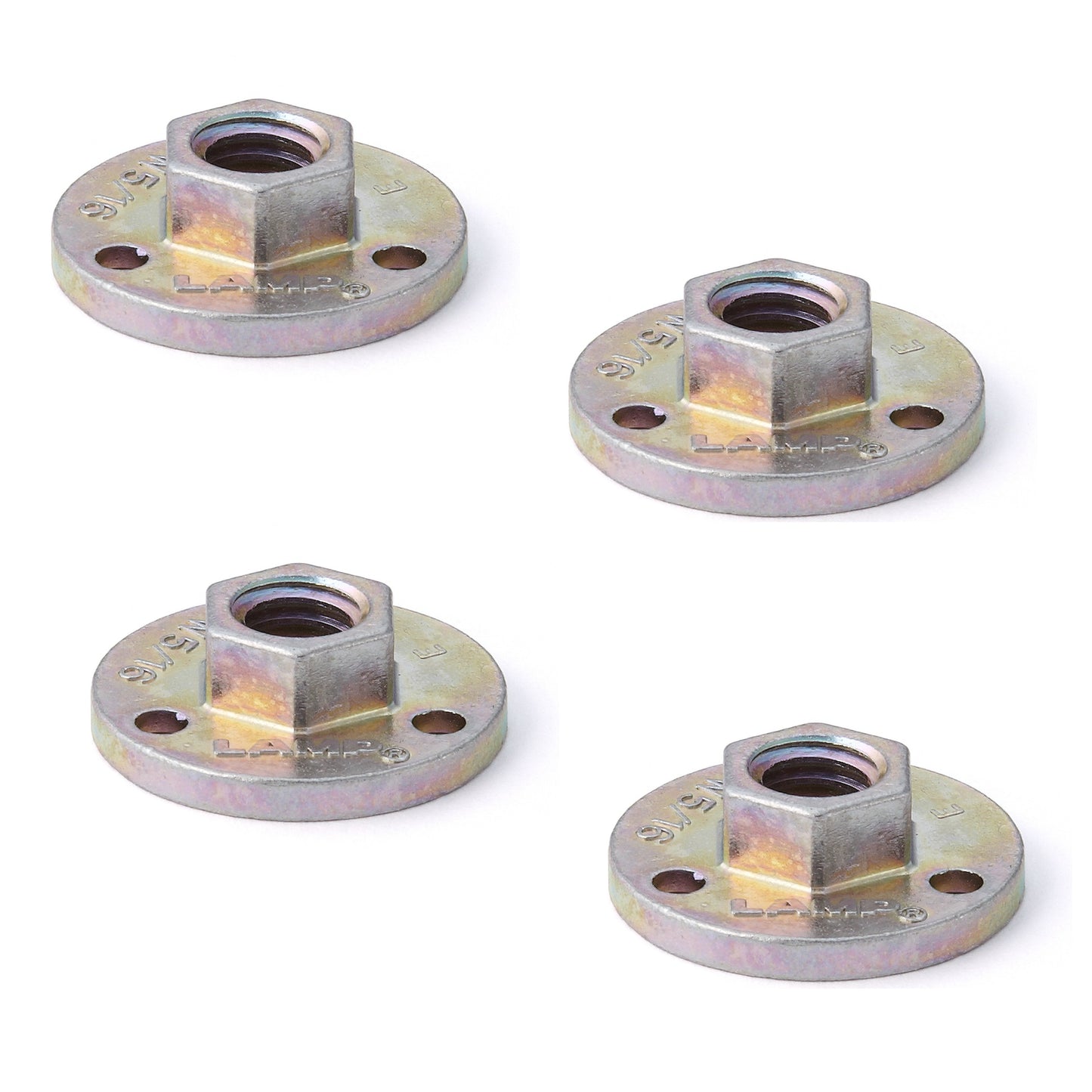 4 pieces round screw-on plates with W5/16 thread, mounting plate, made of solid zinc alloy, 25 mm (1"), AD-555-25. Mounting plate, for furniture feet, furniture casters, machine feet, cabinet legs, sofa feet, and much more, from Sugatsune / LAMP® (Japan)