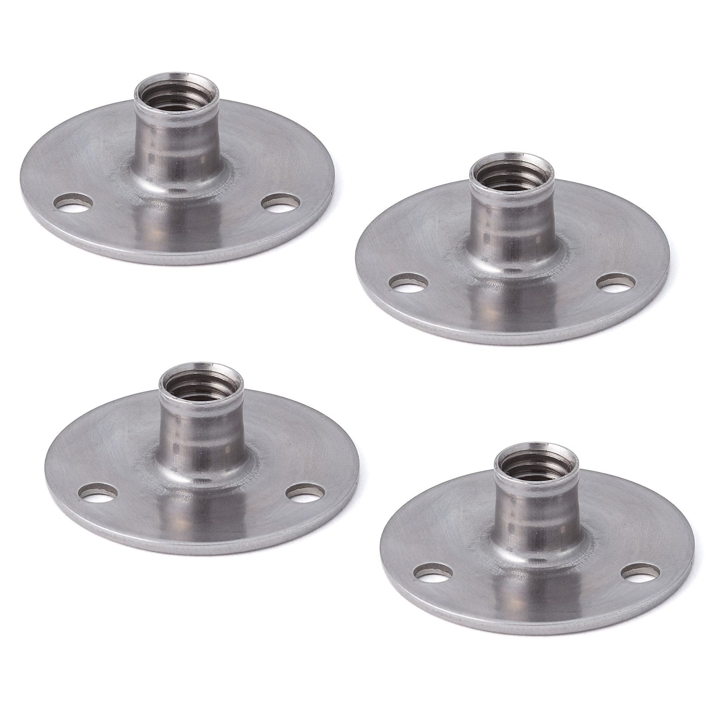 4 pieces round mounting plate with M8 thread, fastening plate, made of stainless steel, 36 mm (1.5"), AP36-M8. Screw-on plate, for furniture feet, furniture casters, machine feet, cabinet legs, sofa feet, and much more, from Sugatsune / LAMP® (Japan)
