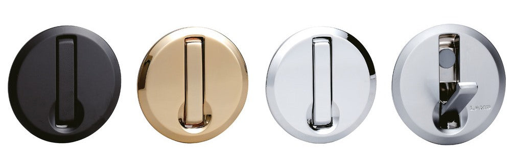 Hochwertiger runder Federklapphaken zum Einlassen, Oberfläche: verchromt, satiniert matt, 52 mm (2,1″), NF-R52-SCR. Runder Klapphaken mit Schließautomatik, für Tinyhouse, Wohnmobil, Caravan, Yacht, Zug, Bus und viel mehr, von Sugatsune / LAMP® (Japan)