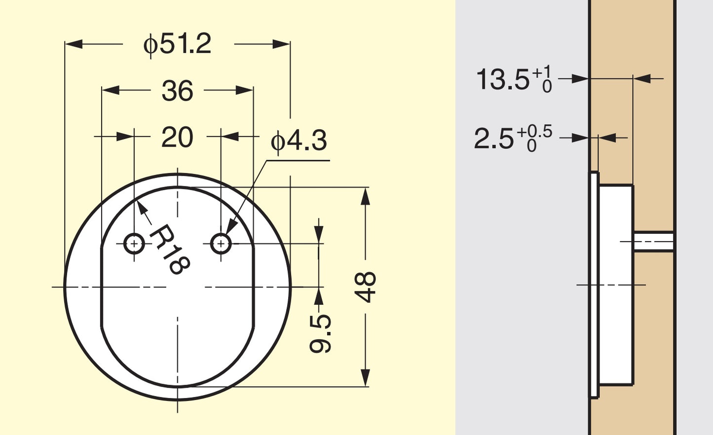 Round brass folding handle, satin finish, 51.2 mm (2.1") 580-SB. Ring handle 580-SB for RV, boat, inspection hatch, inspection door, by Sugatsune / LAMP® (Japan)