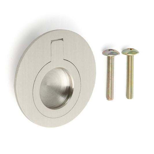 Round brass folding handle, finish: white bronze, satin matte, 51.2 mm (2.1") 580-WB. Ring handle 580-WB for RV, boat, inspection hatch, inspection door, by Sugatsune / LAMP® (Japan)