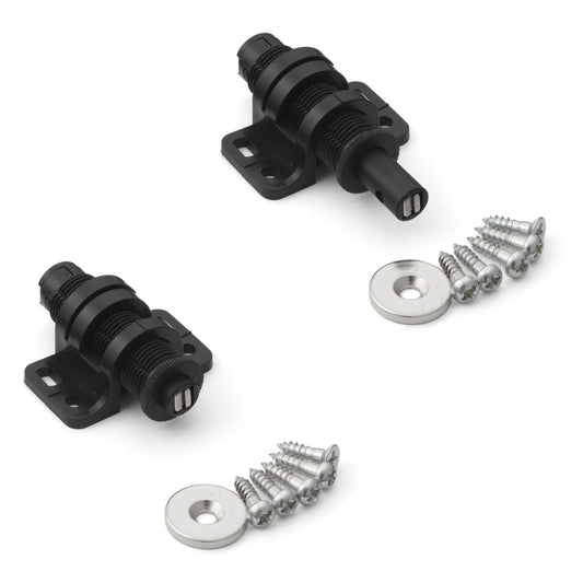 2 Stück Runder Magnet-Druckschnäpper mit Verstellmöglichkeit, inkl. Gegenplatte MC-25BL von Sugatsune, schwarz. Produktbild
