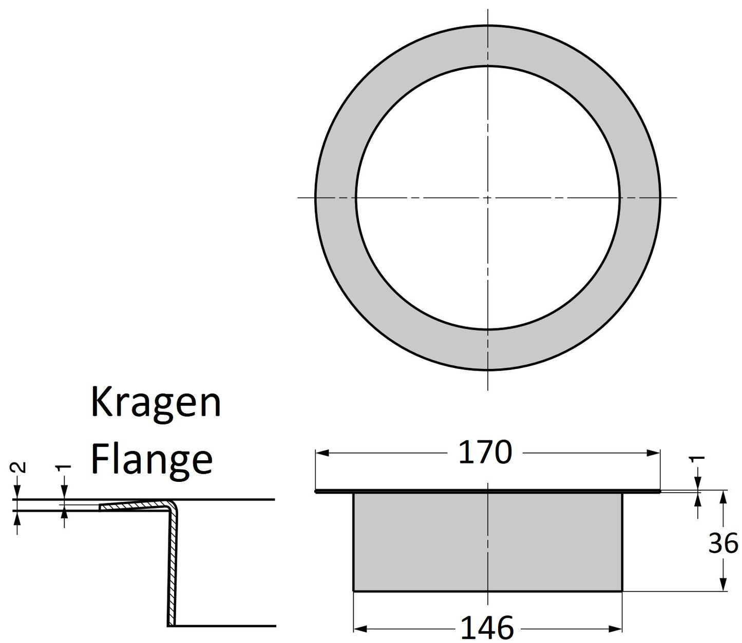 Hochwertiger runder Mülldurchwurf, aus rostfreiem Edelstahl, Oberfläche: glänzend poliert, 170 mm (6,7″), AN-DH015-MR. Edelstahlmülldurchwurf, für Systemgastronomie, Ladenbau, Kosmetikstudio und viel mehr, von Sugatsune / LAMP® (Japan)