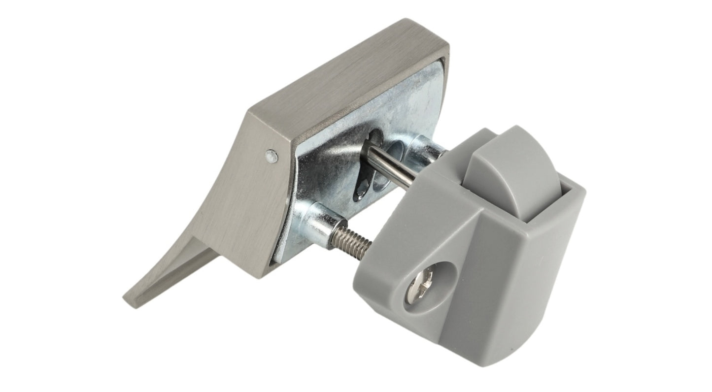 Robust snap lock with lifting handle, made of Zamak, surface: stainless steel look, design: square, 14.03.077-0 for caravans, yachts