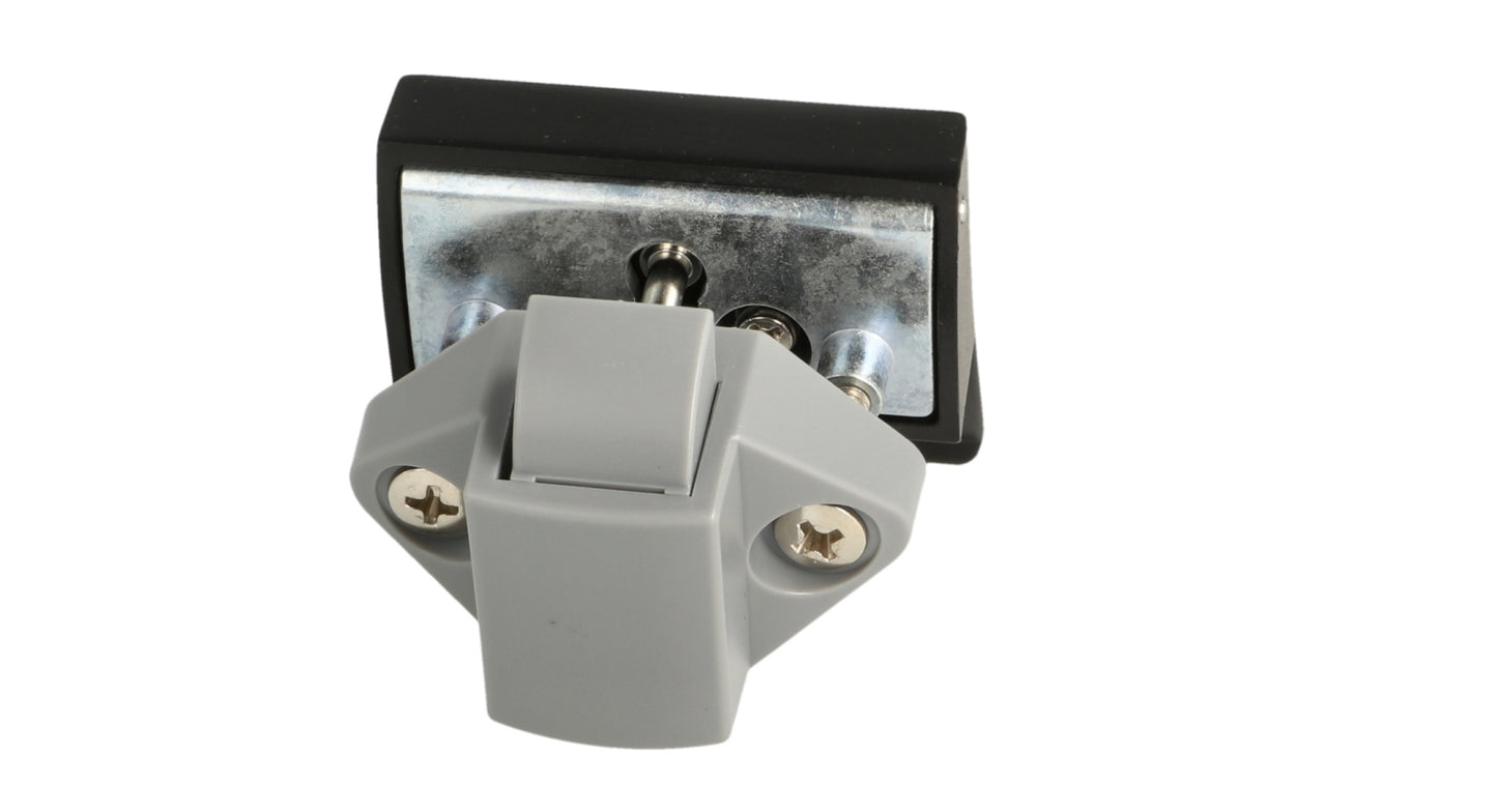 Robust snap lock with lifting handle, made of Zamak, surface: black, design: square, 14.03.076-0. Lifting handle with self-locking lock and soft-close for caravans, yachts, and much more, from SISO Denmark