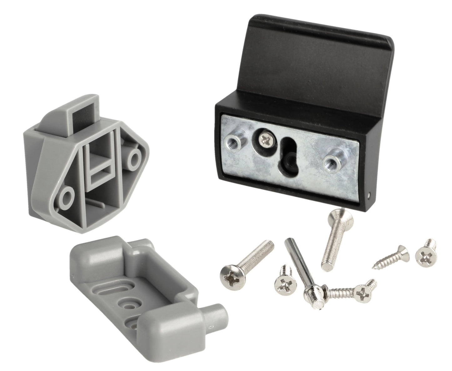 Robust snap lock with lifting handle, made of Zamak, surface: black, design: square, 14.03.076-0. Lifting handle with self-locking lock and soft-close for caravans, yachts, and much more, from SISO Denmark