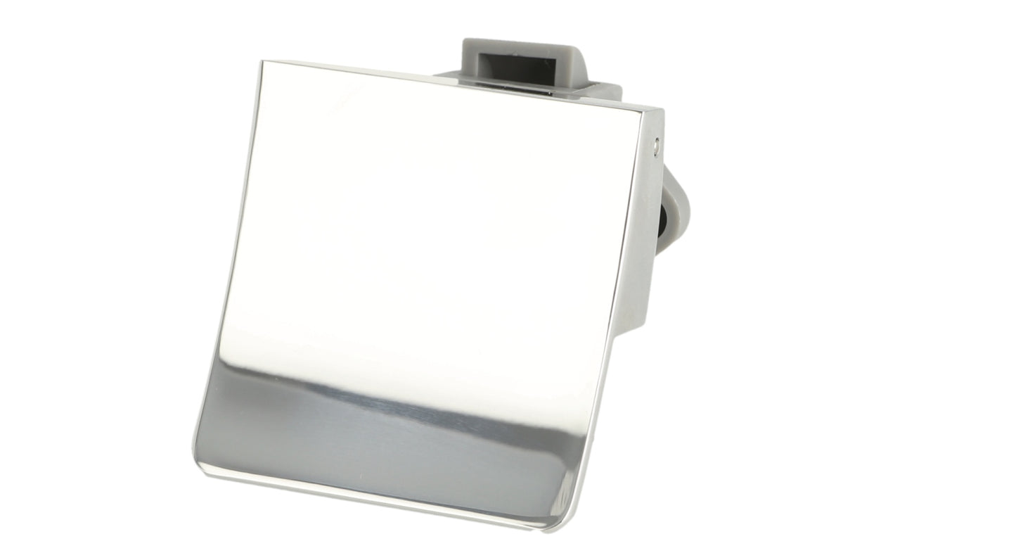 Robust snap lock with lifting handle, made of Zamak, surface: chrome-plated, design: square, 14.03.075-0. Lifting handle with self-locking lock and soft-close for caravans, yachts, and much more, from SISO Denmark