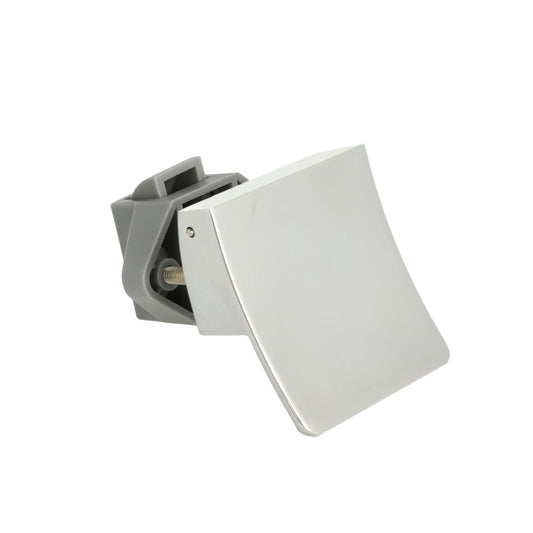 Robust snap lock with lifting handle, made of Zamak, surface: chrome-plated, design: square, 14.03.075-0. Lifting handle with self-locking lock and soft-close for caravans, yachts, and much more, from SISO Denmark