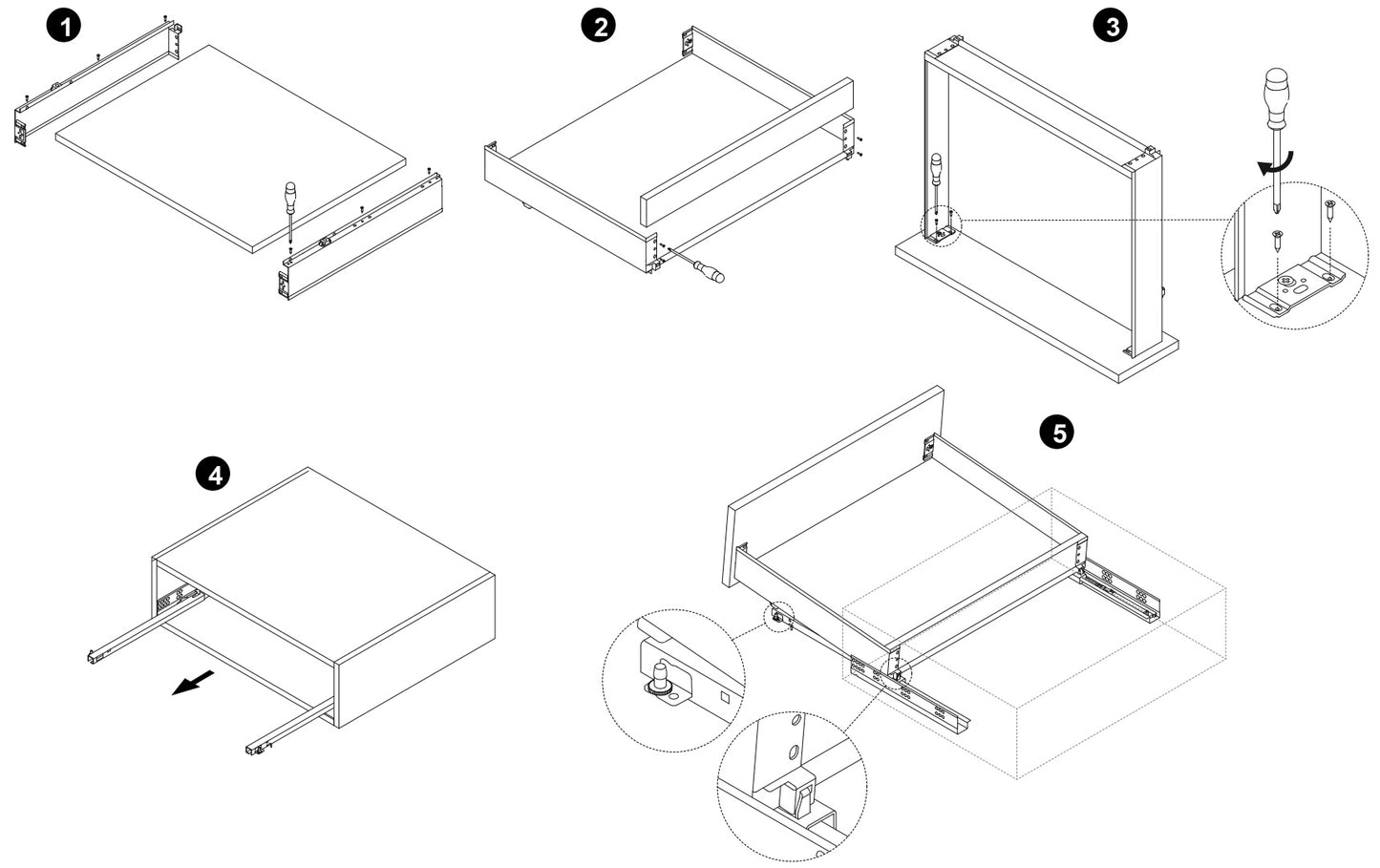 Drawer set with extra-thin sides, height: 88 mm, anthracite grey, drawer depth: 440 mm, partial extension with push-to-open mechanism, 3275335 for kitchen furniture