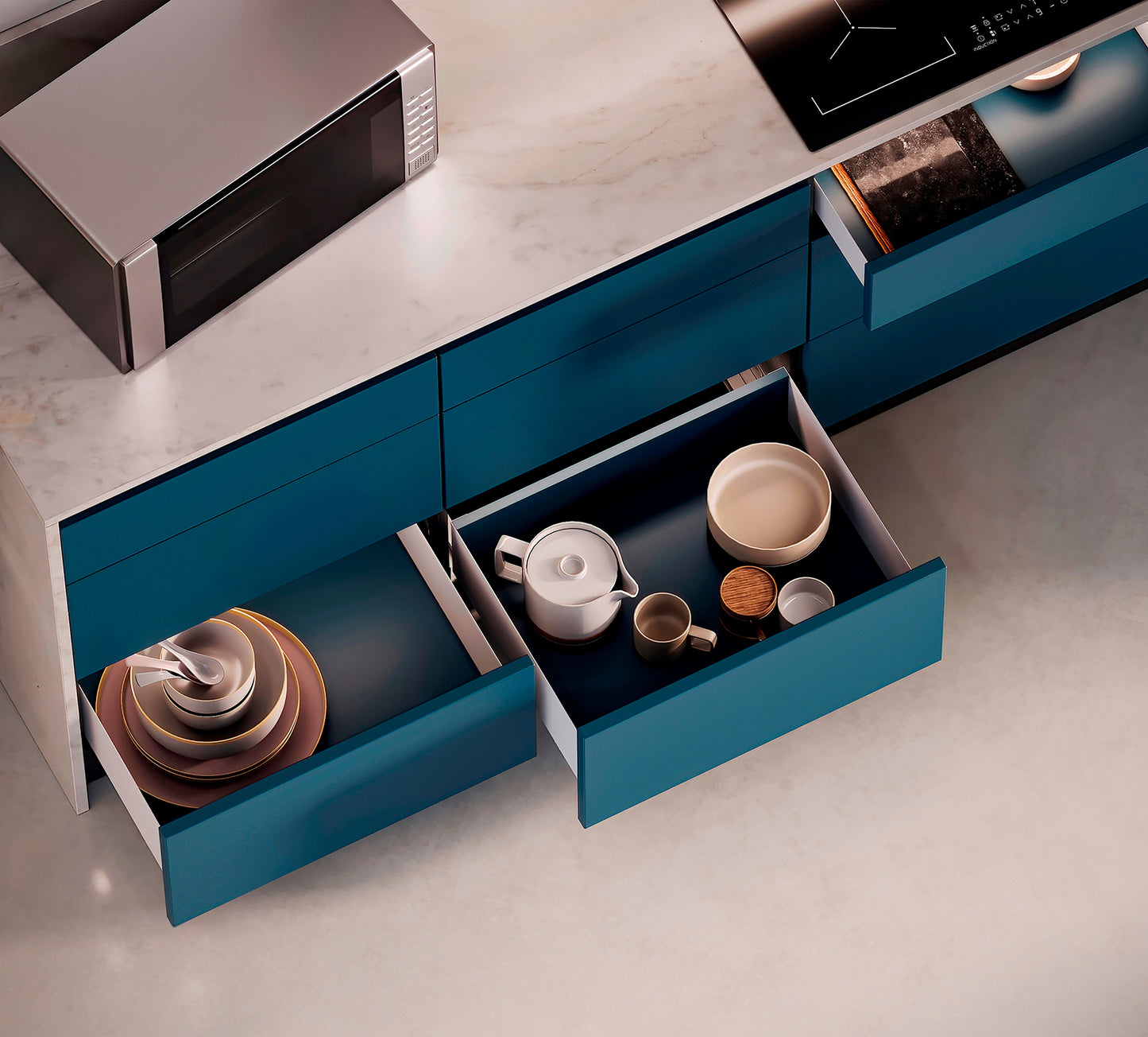 Ensemble de tiroirs à côtés extra-fins, hauteur latérale 88 mm (3-15/32″), blanc, 300 mm (11-13/16″), à extension partielle avec fermeture amortie, 3275012 pour meubles de cuisine