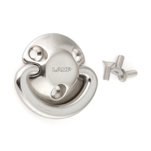 Heavy-duty folding padeye made of SUS316 stainless steel, 70 mm (2.8"), EY-R60. Noiseless folding padeye made of V4A for shipbuilding, yachts, loop stops, outdoor use, humid environments, harsh environments, and much more, from Sugatsune / LAMP® (Japan)