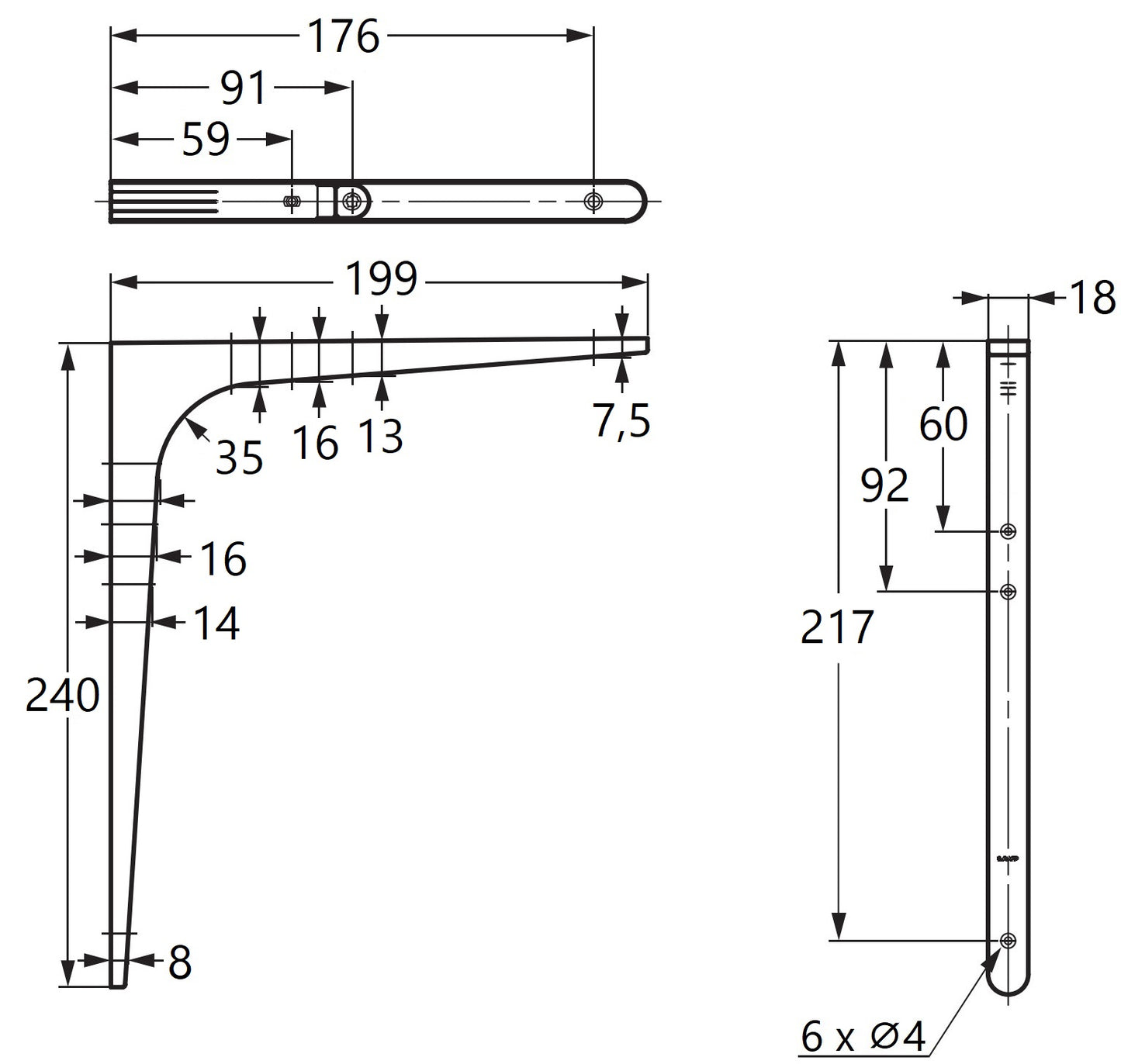 2 Stück hochwertiger Schwerlastmontagewinkel, Tragkraft: 56 kg (124 lbs), Oberfläche: Umbra, 240 mm (9,5″), BTK-240UM. Schwerlastregalwinkel für Tablar, Trennwand, Regal, Eckverbindung und viel mehr, von Sugatsune / LAMP® (Japan)