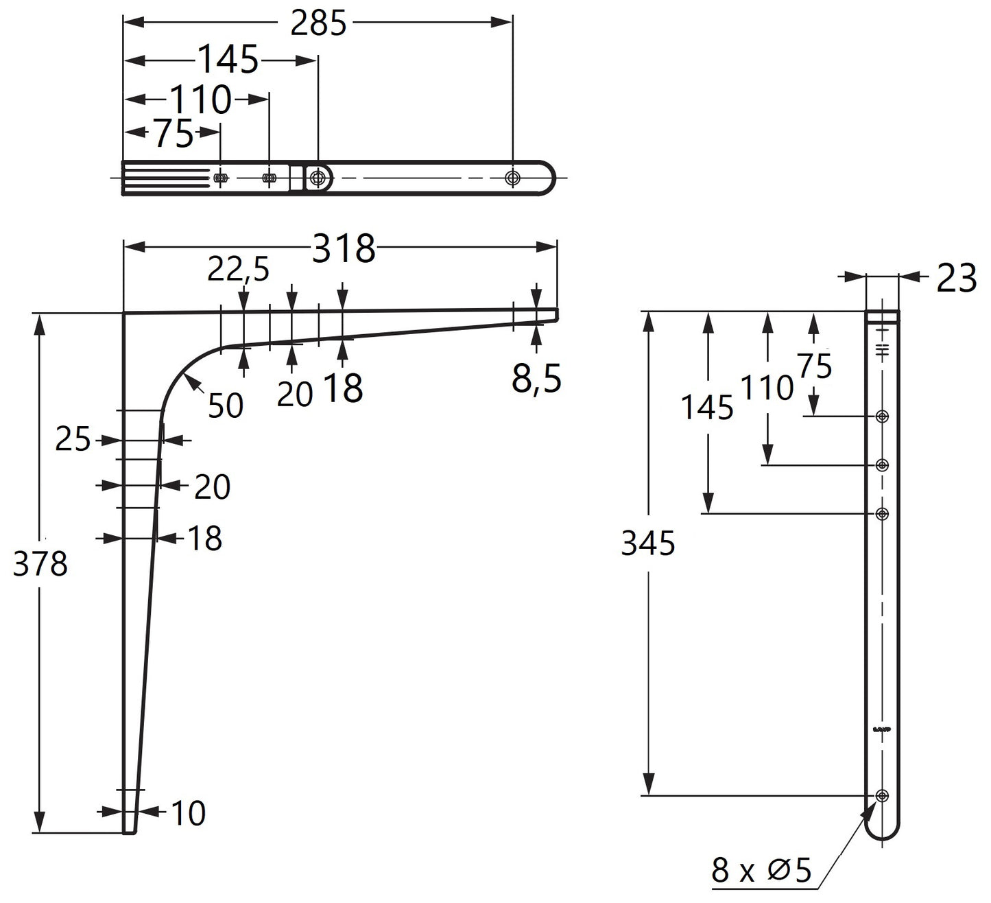 2 Stück hochwertiger Schwerlastmontagewinkel, Tragkraft: 130 kg (287 lbs), Oberfläche: Umbra, 378 mm (14,9″), BTK-380UM. Schwerlastregalwinkel für Tablar, Trennwand, Regal, Eckverbindung und viel mehr, von Sugatsune / LAMP® (Japan)