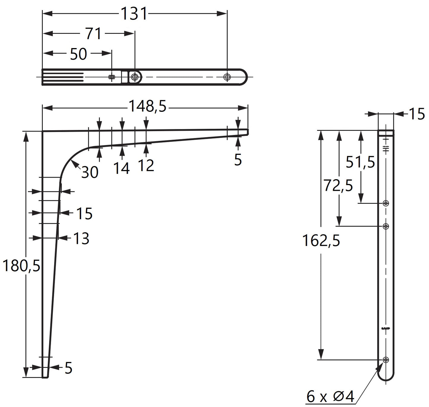 2 Stück hochwertiger Schwerlastmontagewinkel, Tragkraft: 50 kg (111 lbs), Oberfläche: weiß, 180,5 mm (7,2″), BTK-180W. Schwerlastregalwinkel für Tablar, Trennwand, Regal, Fachboden, Eckverbindung und viel mehr, von Sugatsune / LAMP® (Japan)