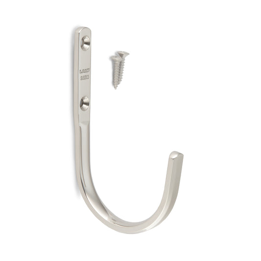 High-quality heavy-duty wall hook made of SUS304 stainless steel, 72 mm (2.9"), XL-CUJ70TT. Towel hook made of V2A for bathrooms, swimming pools, shipbuilding, RVs, outdoors, humid environments, and much more, from Sugatsune / LAMP® (Japan)
