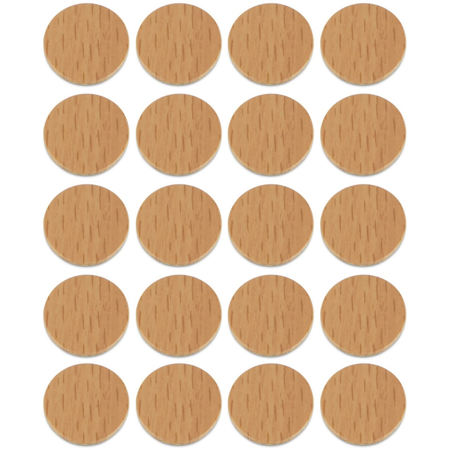 20 pieces self-adhesive drill hole cover, made of plastic, surface: birch wood color, 13 mm (33/64″), 5128930 for furniture, cabinet, table, bed