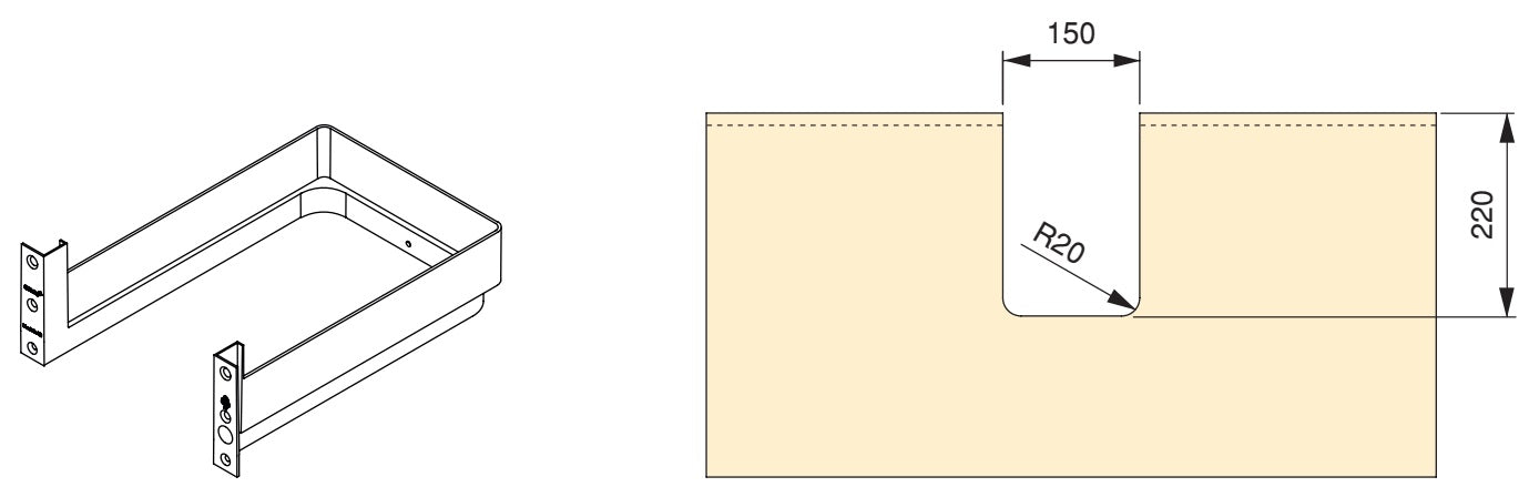 High-quality siphon cutout, made of plastic, surface: grey, 3011921 for vanity unit, kitchen cabinet, bathroom cabinet, siphon, drain