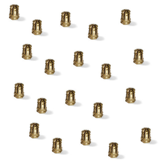 20 pieces high-quality expansion sleeve with internal thread M6 for wood, made of brass, 12 mm (15/32″), 8008202 for wooden parts, furniture connections