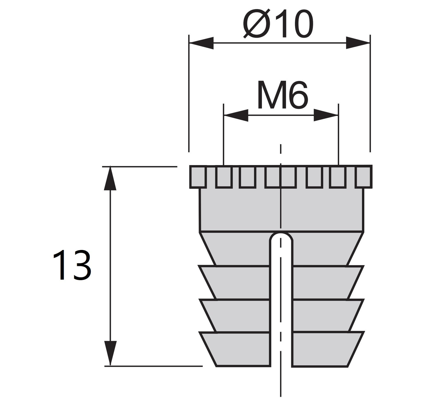 20 pieces high-quality expansion sleeve with internal thread M6, made of nylon (PA), 13 mm (33/64″), 9007820 for wooden parts, furniture connections, electronic housings