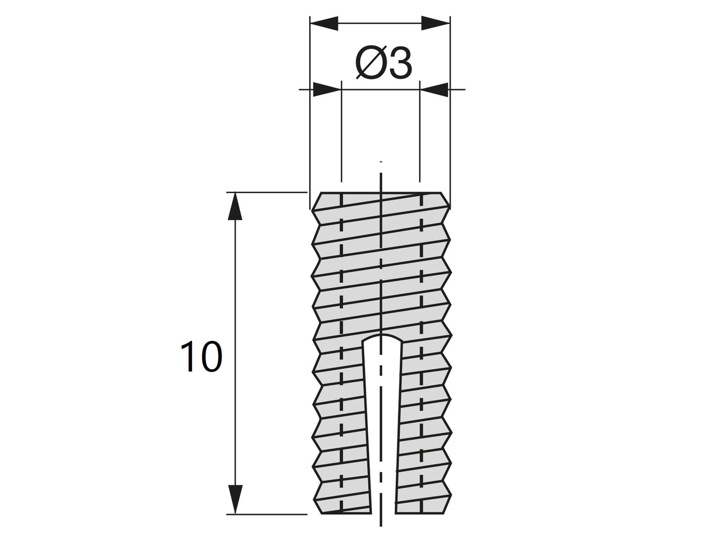 20 pieces of sturdy impact sleeve suitable for screws ⌀3 mm, made of nylon (PA), 10 mm (25/64″), 9040920 for furniture connection, body assembly, shelf assembly