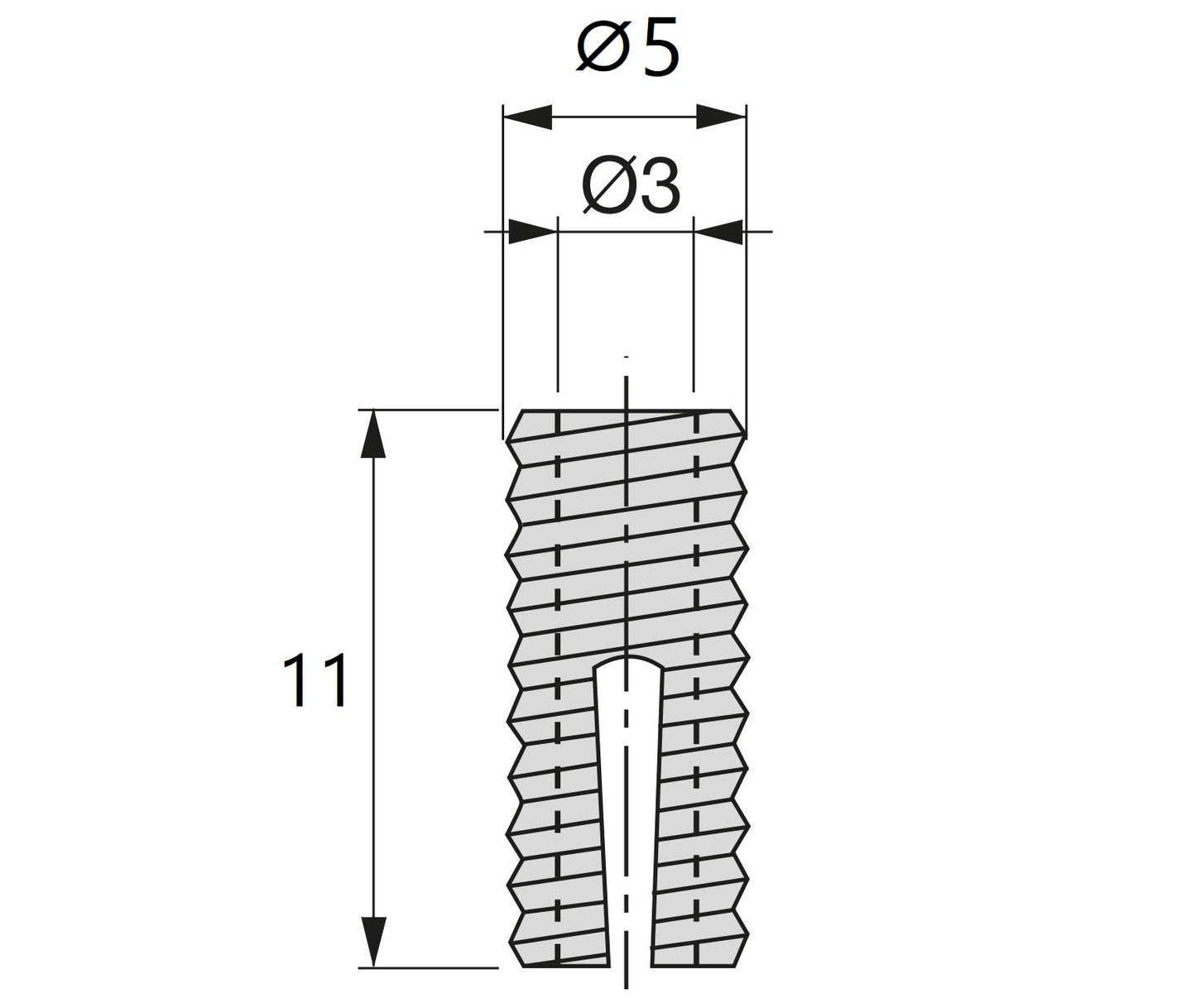 20 pieces of sturdy impact sleeve suitable for screws ⌀3 mm, made of nylon (PA), 11 mm (7/16″), 9003620 for furniture connection, body assembly, shelf assembly