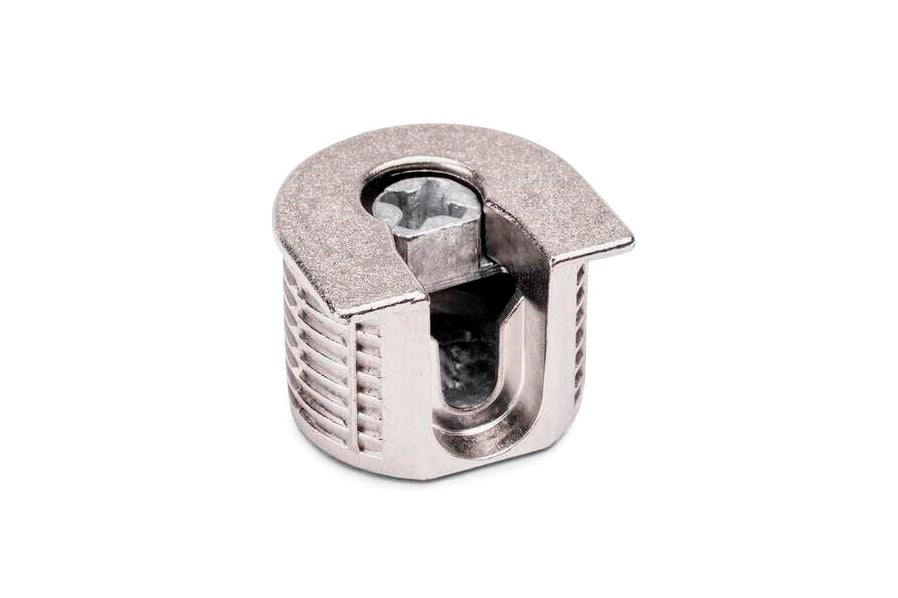 20 pieces of sturdy eccentric connection ⌀20 mm with flange and claw outer casing for panel thickness 19 mm (3/4″), made of Zamak, 8070907 for furniture connection