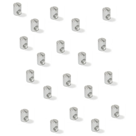 20 pieces of sturdy cross dowels with M6 thread, made of steel, 14 mm (35/64″), 6170105 for furniture assembly, shelf construction, bed connection, cabinet construction