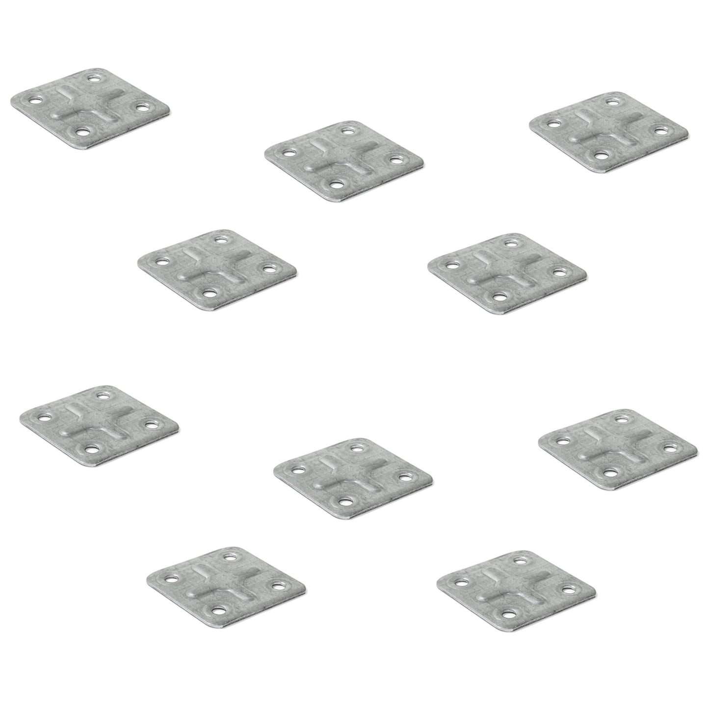 10 pieces of sturdy square flat connectors, with four connection holes, made of robust steel, surface: galvanized, 40 mm (1.6") 8217405. Connecting plate E.FP.40 for panels, worktops, work surfaces, and much more, by EMUCA