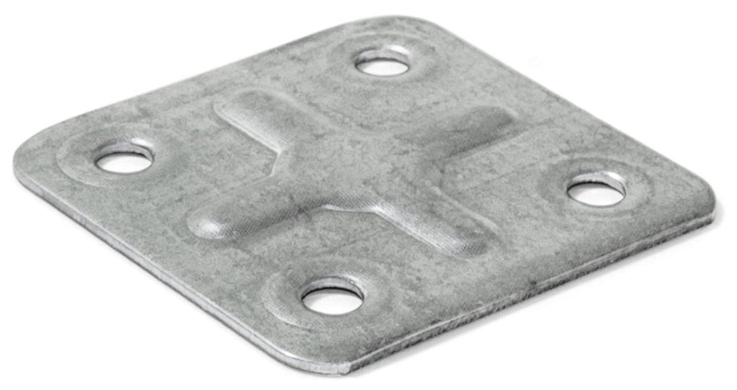 10 pieces of sturdy square flat connectors, with four connection holes, made of robust steel, surface: galvanized, 40 mm (1.6") 8217405. Connecting plate E.FP.40 for panels, worktops, work surfaces, and much more, by EMUCA