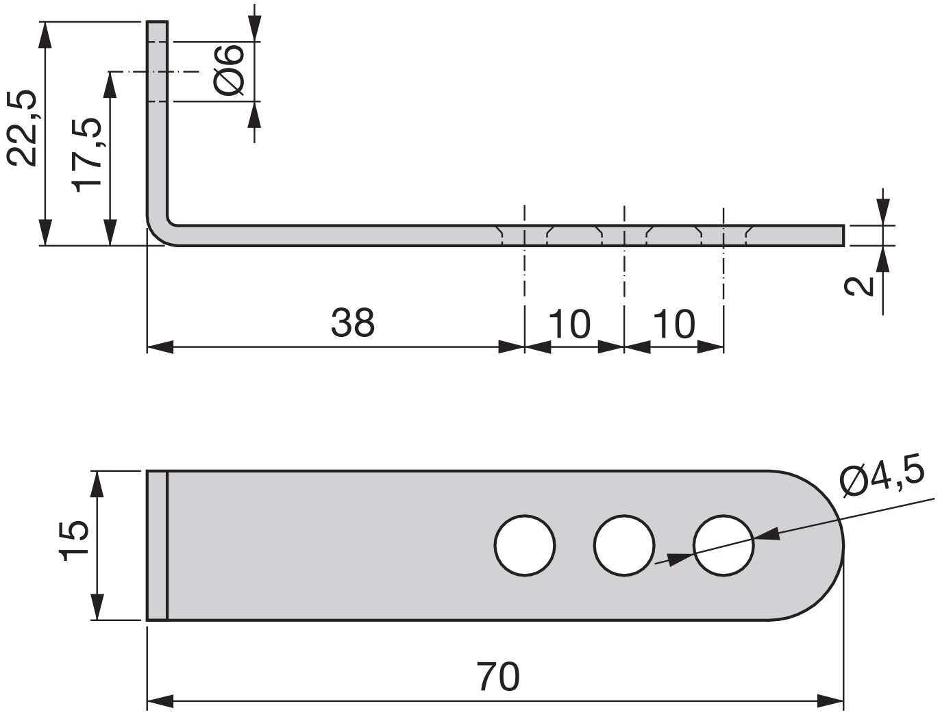 10 Stück stabiler Winkelverbinder mit vier Verbindungslöchern aus robustem Stahl, Oberfläche: verzinkt, 70 mm (2,8″) 5135805. Montagewinkel E.FB.22 für Regalboden, Bücherregal, Tisch, Schrank und viel mehr, von EMUCA