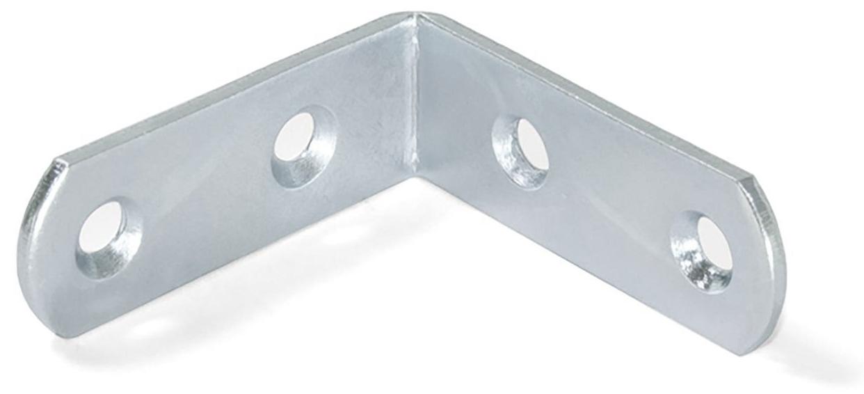 Lot de 10 équerres robustes avec quatre trous de fixation, en acier robuste, surface galvanisée, 42 mm (1,7") 8219805. Équerre de fixation E.FB.42 pour étagères, bibliothèques, tables, armoires et bien plus encore, par EMUCA.