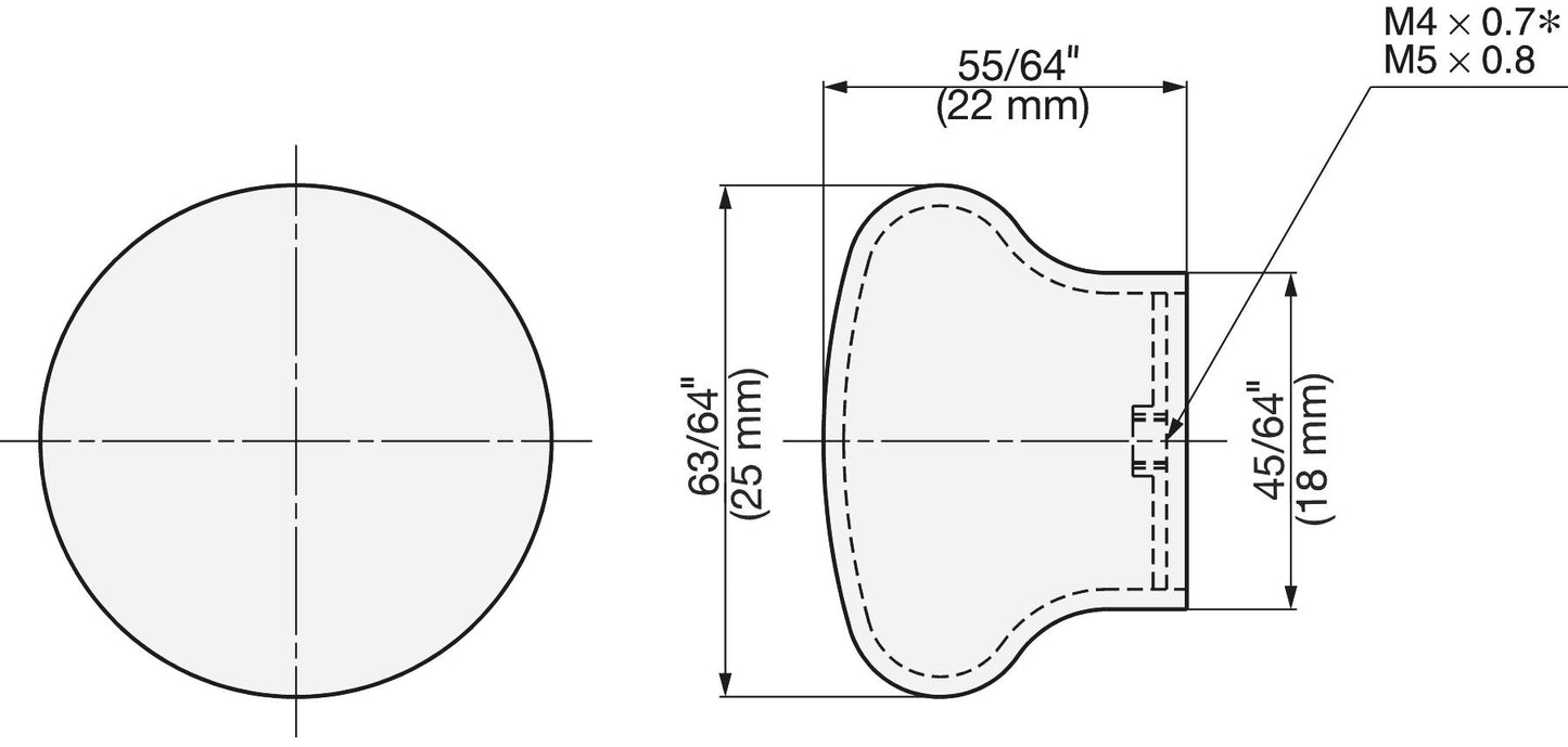 Superleichter Edelstahl-Möbelknopf SUS304, 22 mm (0,9″) RSS-25M. Exklusiver massiver superleichter Edelstahl-Möbelknopf aus rostfreiem Edelstahl V2A, glänzend poliert, für Privatflugzeug, Wohnmobil, Boot, feuchte Umgebung, von Sugatsune / LAMP® (Japan)