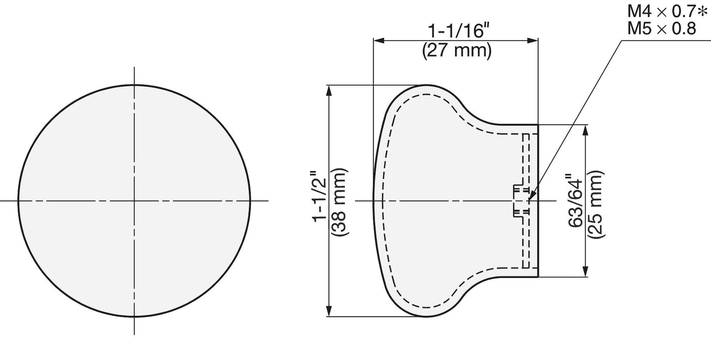 Superleichter Edelstahl-Möbelknopf SUS304, 27 mm (1,1″) RSS-38M. Exklusiver massiver superleichter Edelstahl-Möbelknopf aus rostfreiem Edelstahl V2A, glänzend poliert, für Privatflugzeug, Wohnmobil, Boot, feuchte Umgebung, von Sugatsune / LAMP® (Japan)